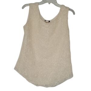 Cocomo Women's S Cream Rose Textured DressyTank Officesiren Cottage Fairy Preppy